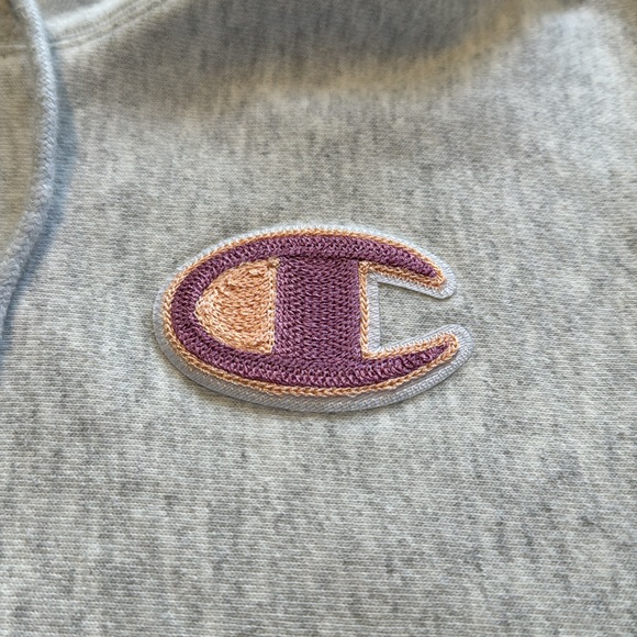 Champion Reverse Weave Heather Gray Cropped Hoodie - Picture 3 of 7